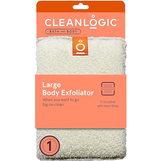 كلين لوجيك مقشر الجسم Cleanlogic Bath & Body Exlayer Dryer، أداة تقشير قابلة لإعادة الاستخدام لبشرة ناعمة، روتين العناية اليومية بالبشرة، طبيعي، عدد واحد - Image 1